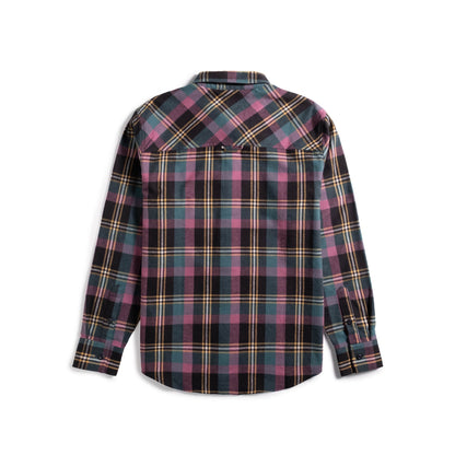 Back shot of Topo Designs Mountain Shirt Lightweight - Men's in "Black / Goldenrod Multi"