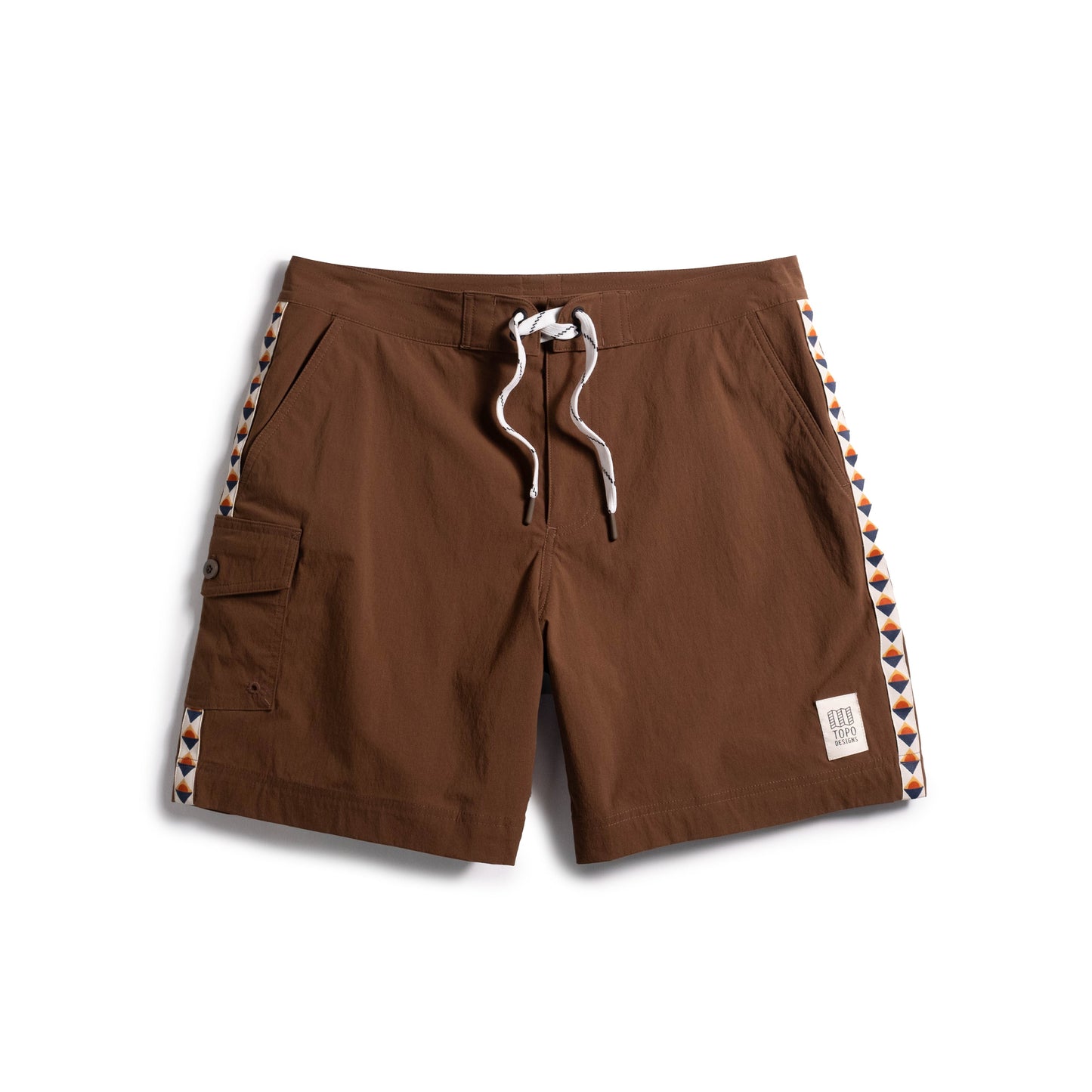 Front white background flat lay image of Topo Designs Mountain Wave Short - Men's in "Desert Palm"