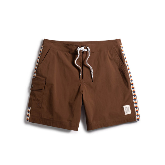 Front white background flat lay image of Topo Designs Mountain Wave Short - Men's in "Desert Palm"