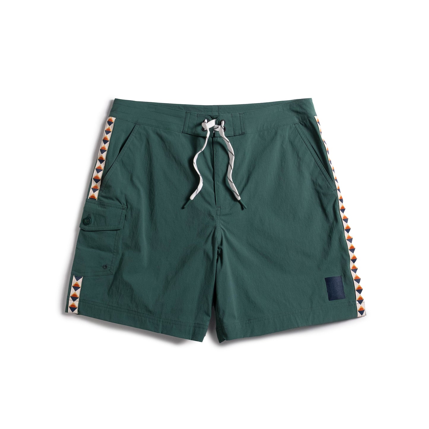 Front white background flat lay image of Topo Designs Mountain Wave Short - Men's in "Evergreen"