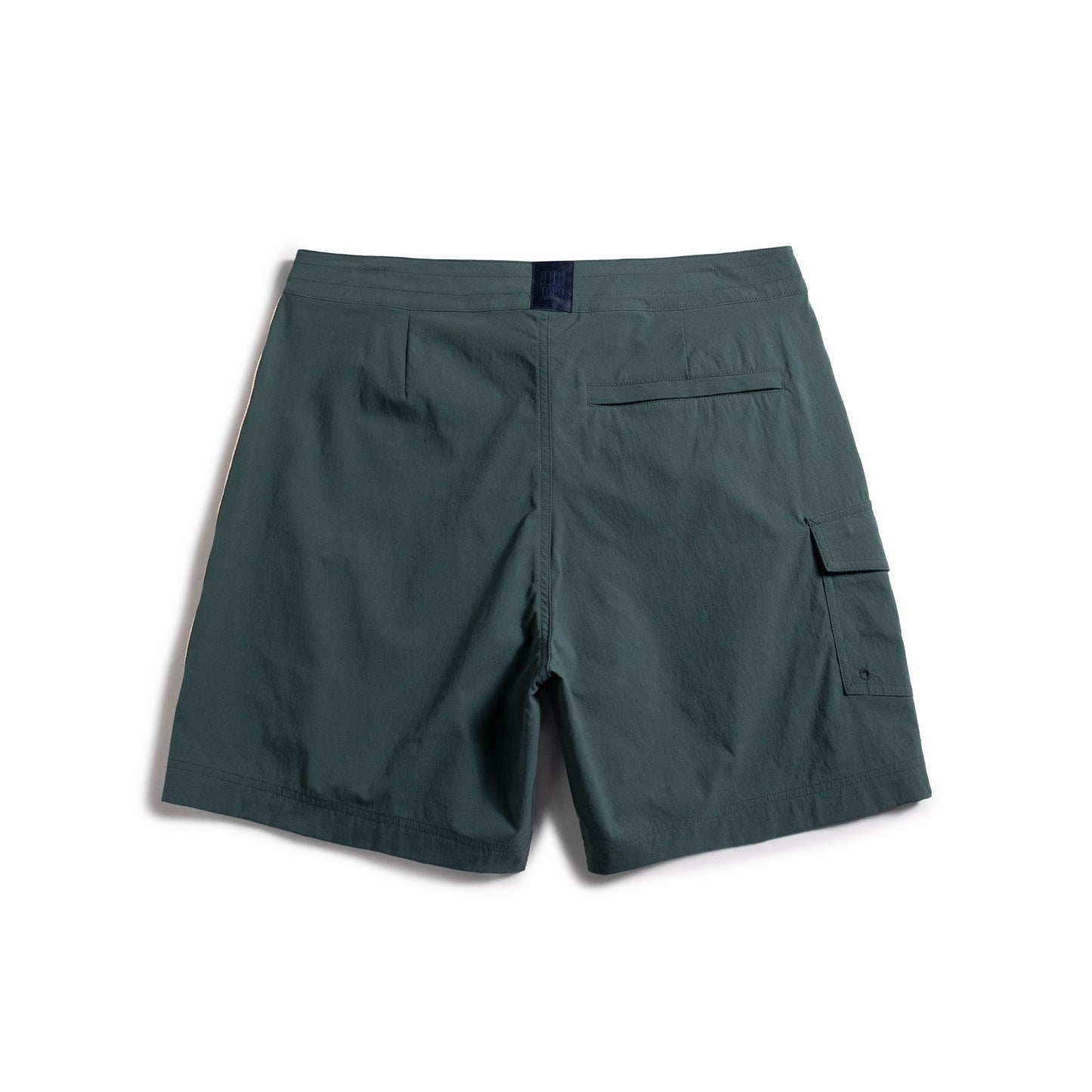 Front white background flat lay image of Topo Designs Mountain Wave Short - Men's in "Evergreen"
