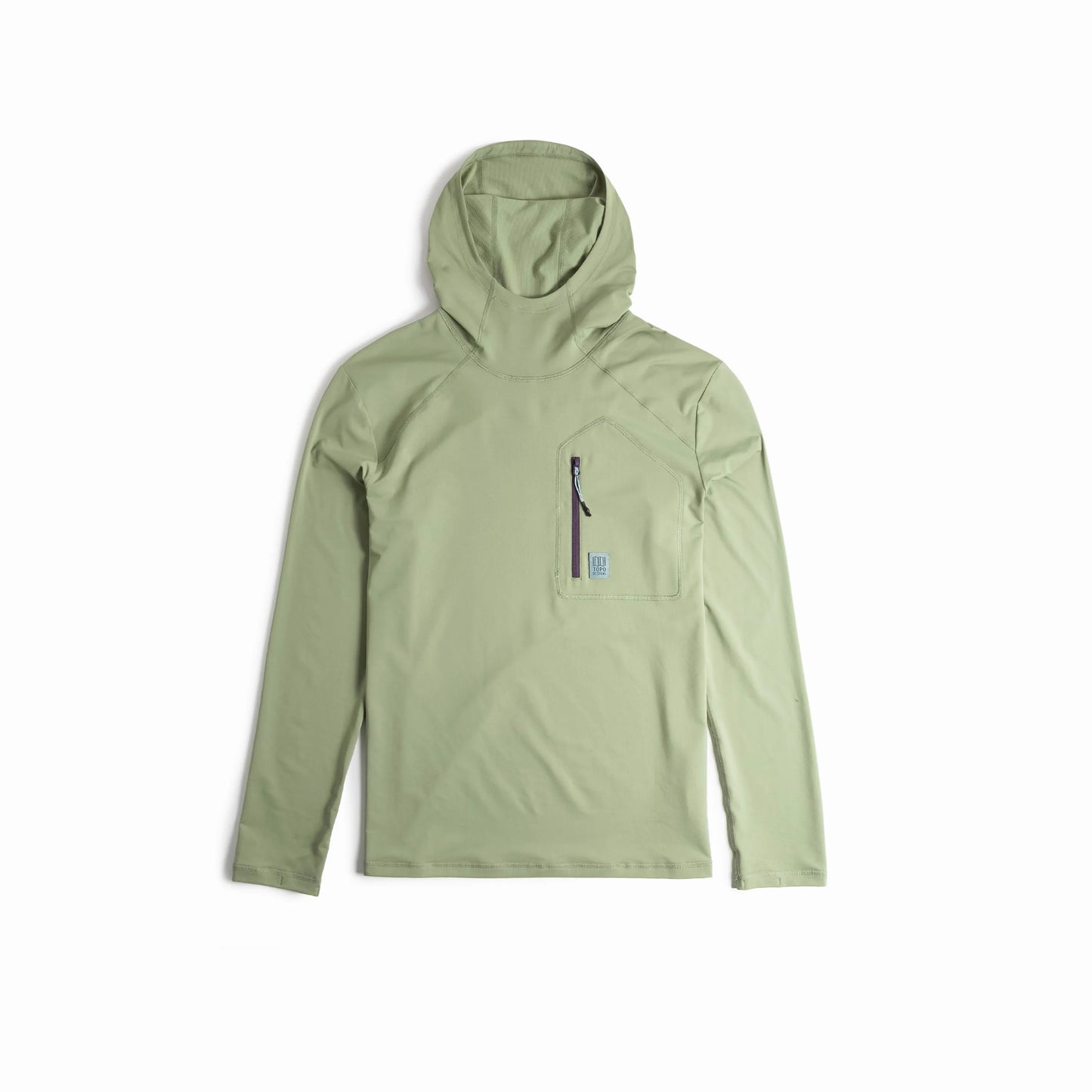 Back View of Topo Designs Sun Hoodie - Men's in "Oil Green"