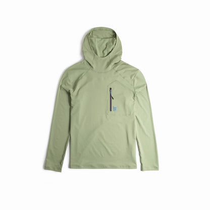 Back View of Topo Designs Sun Hoodie - Men's in "Oil Green"