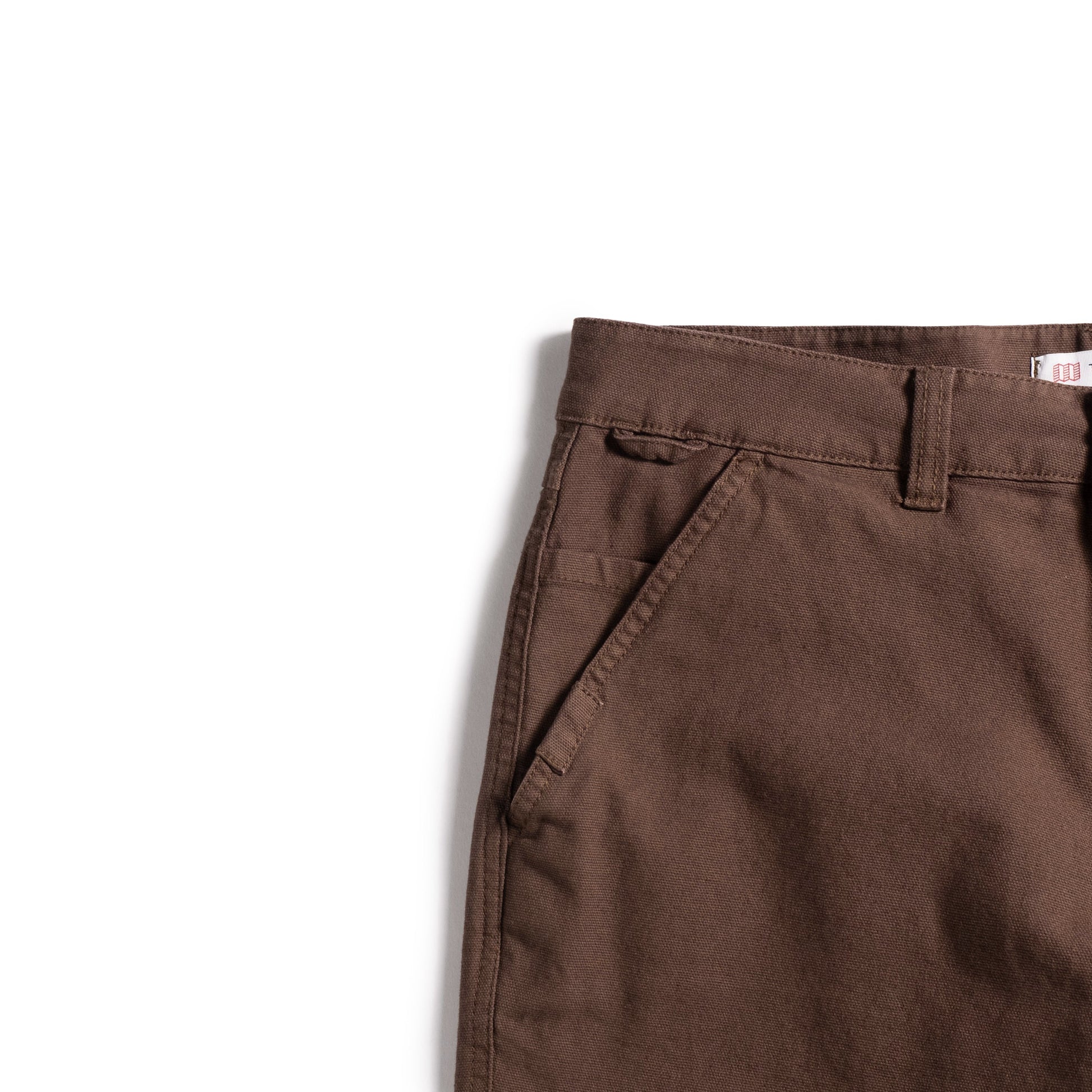 Front white background detail image of Topo Designs Utility Shorts - Men's in "Desert Palm"
