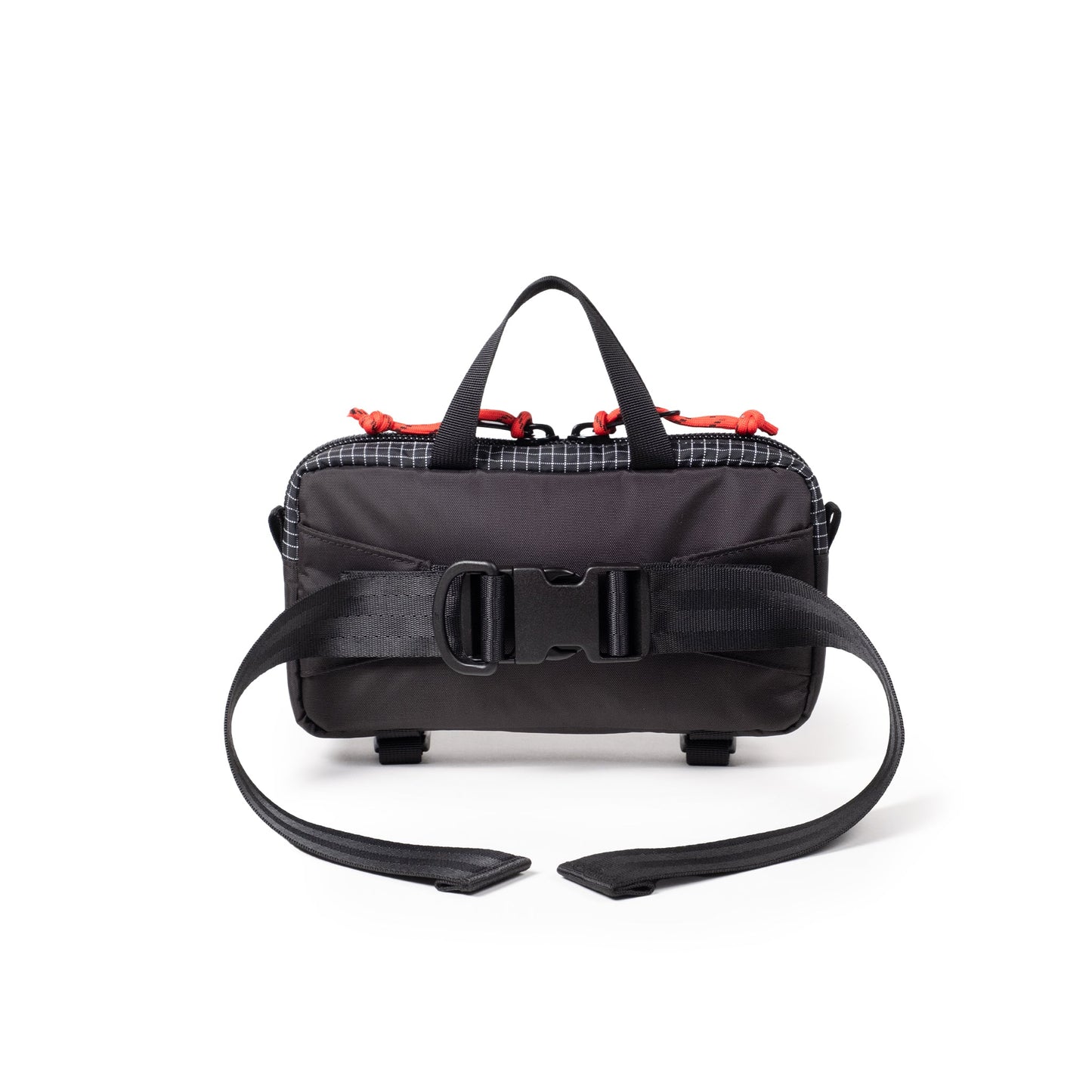 Back View of Topo Designs Mini Quick Pack in "Black Grid"