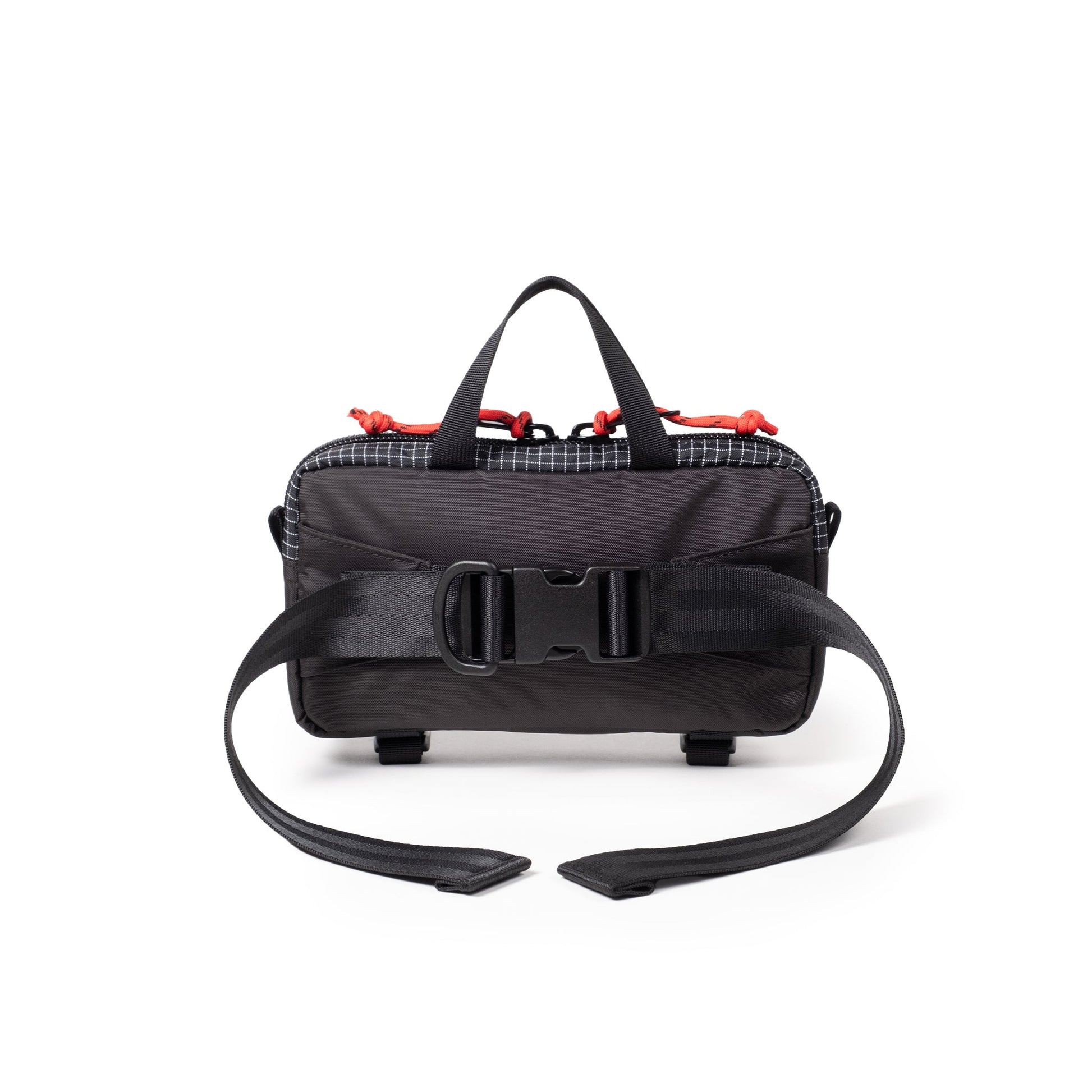 Back View of Topo Designs Mini Quick Pack in "Black Grid"