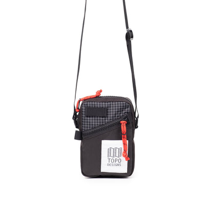 Front View of Topo Designs Mini Shoulder Bag in "Black / White Grid"