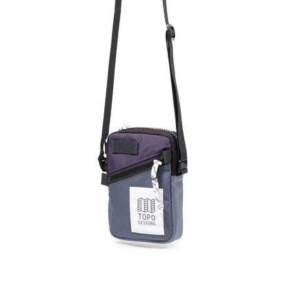 Front Quarter View of Topo Designs Mini Shoulder Bag in "Nightshade / Slate"