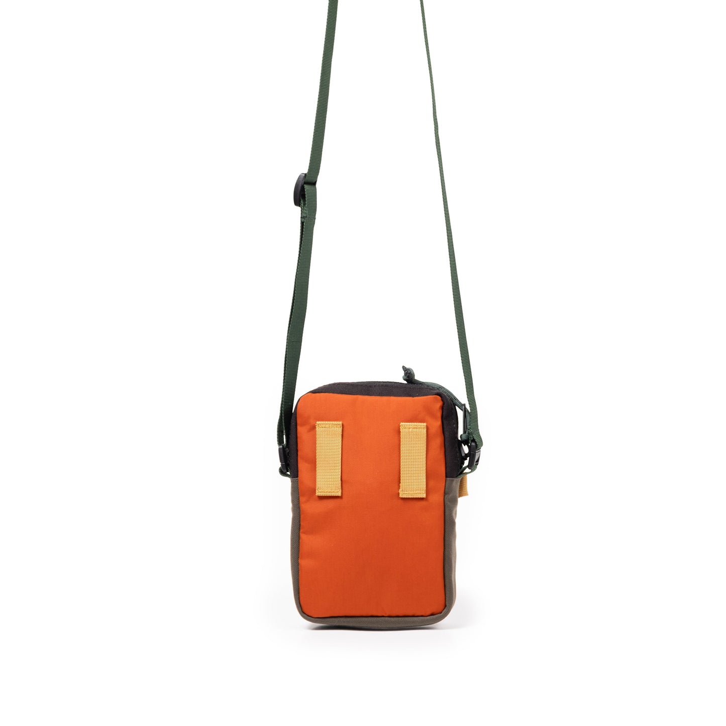 Back View of Topo Designs Mini Shoulder Bag in "Woodland / Terracotta"