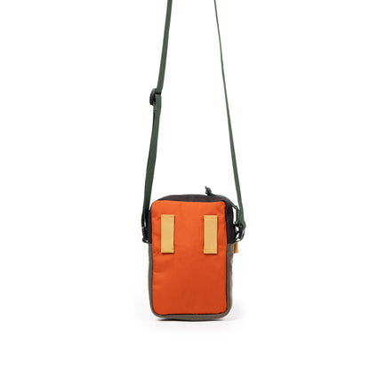 Back View of Topo Designs Mini Shoulder Bag in "Woodland / Terracotta"