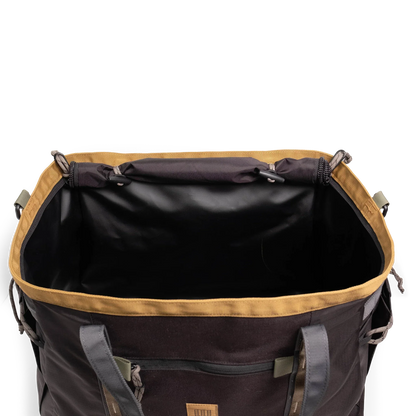 General Detail shot of Topo Designs Mountain Gear Bag opening in "Black / Neutral".