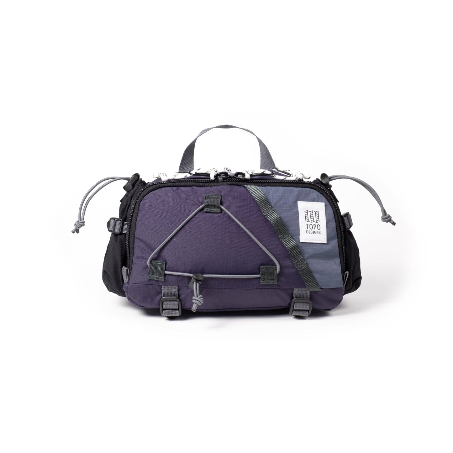 Front View of Topo Designs Mountain Hydro Hip Pack in "Nightshade / Slate"