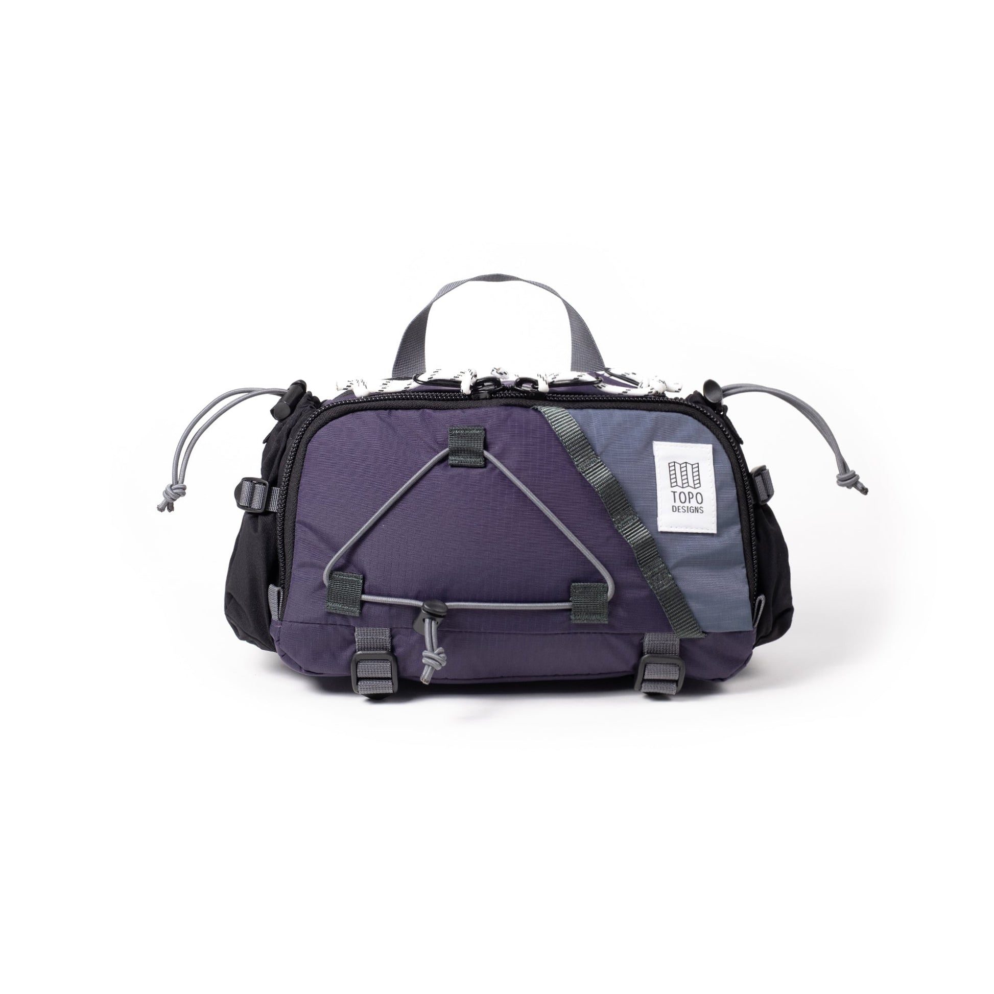 Front View of Topo Designs Mountain Hydro Hip Pack in "Nightshade / Slate"