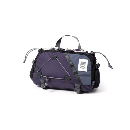 Quarter View of Topo Designs Mountain Hydro Hip Pack in "Nightshade / Slate"