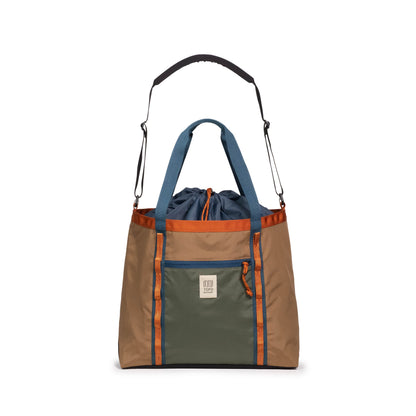 Front View of Topo Designs Mountain Utility Tote in "Olive / Dark Khaki"