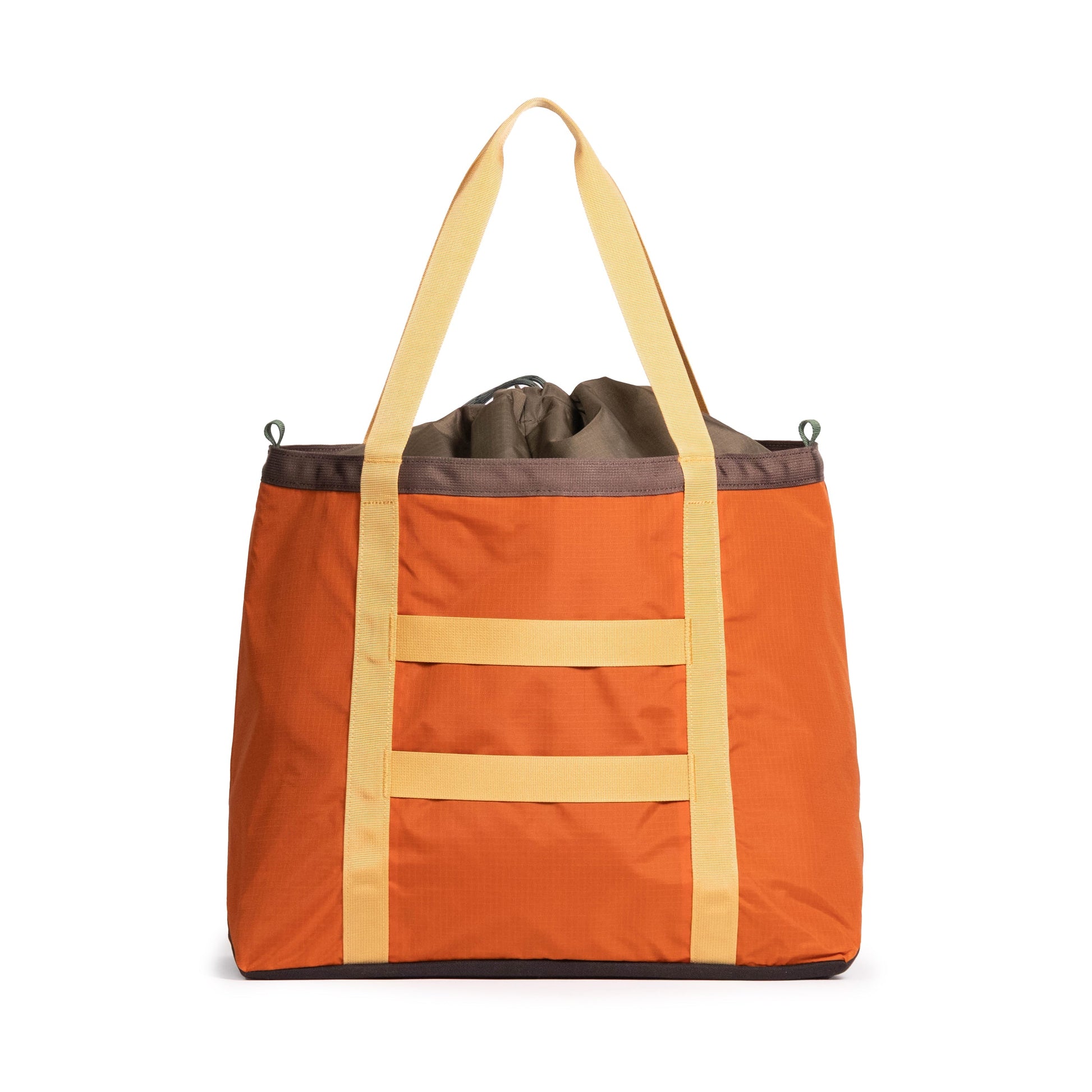 back View of Topo Designs Mountain Utility Tote in "Woodland / Terracotta"