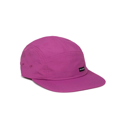 Front quarter white background image of Topo Designs Global Hat in "Damson"