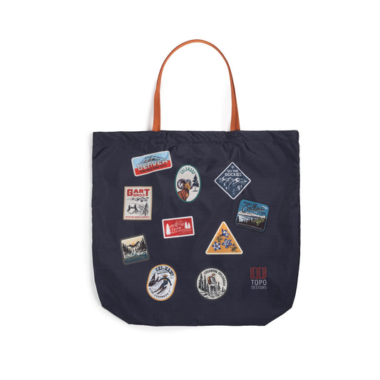 Front shot of Topo Designs Packable Tote in "Midnight"