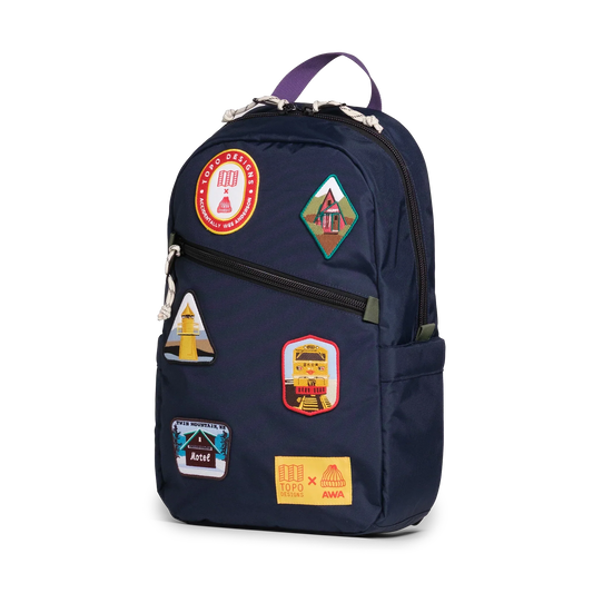 Quarter image of the Topo Designs x AWA Light Pack in "Navy / Navy"