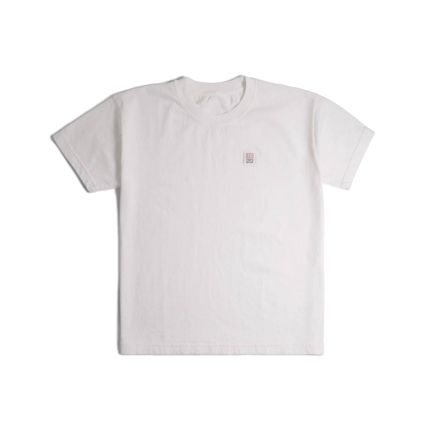 Front image of Topo Designs x Soft Goods Label Tee in "White"