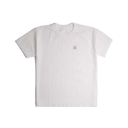 Front image of Topo Designs x Soft Goods Label Tee in "White"