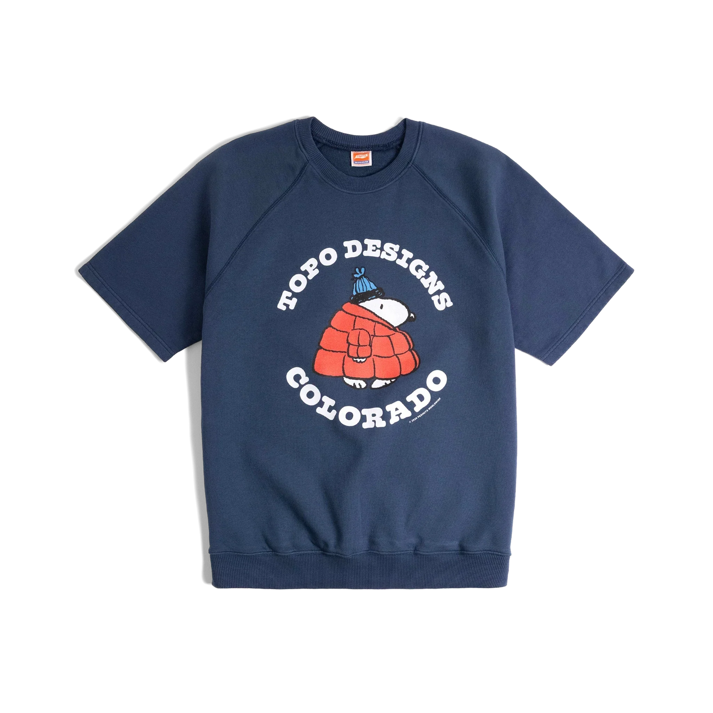 General front image of Topo Designs x TSPTR Puffy Coat Sweatshirt in "Navy"
