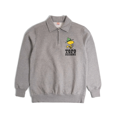 General front image of Topo Designs x TSPTR Woodstock 1/4 Zip in "Grey Marl"