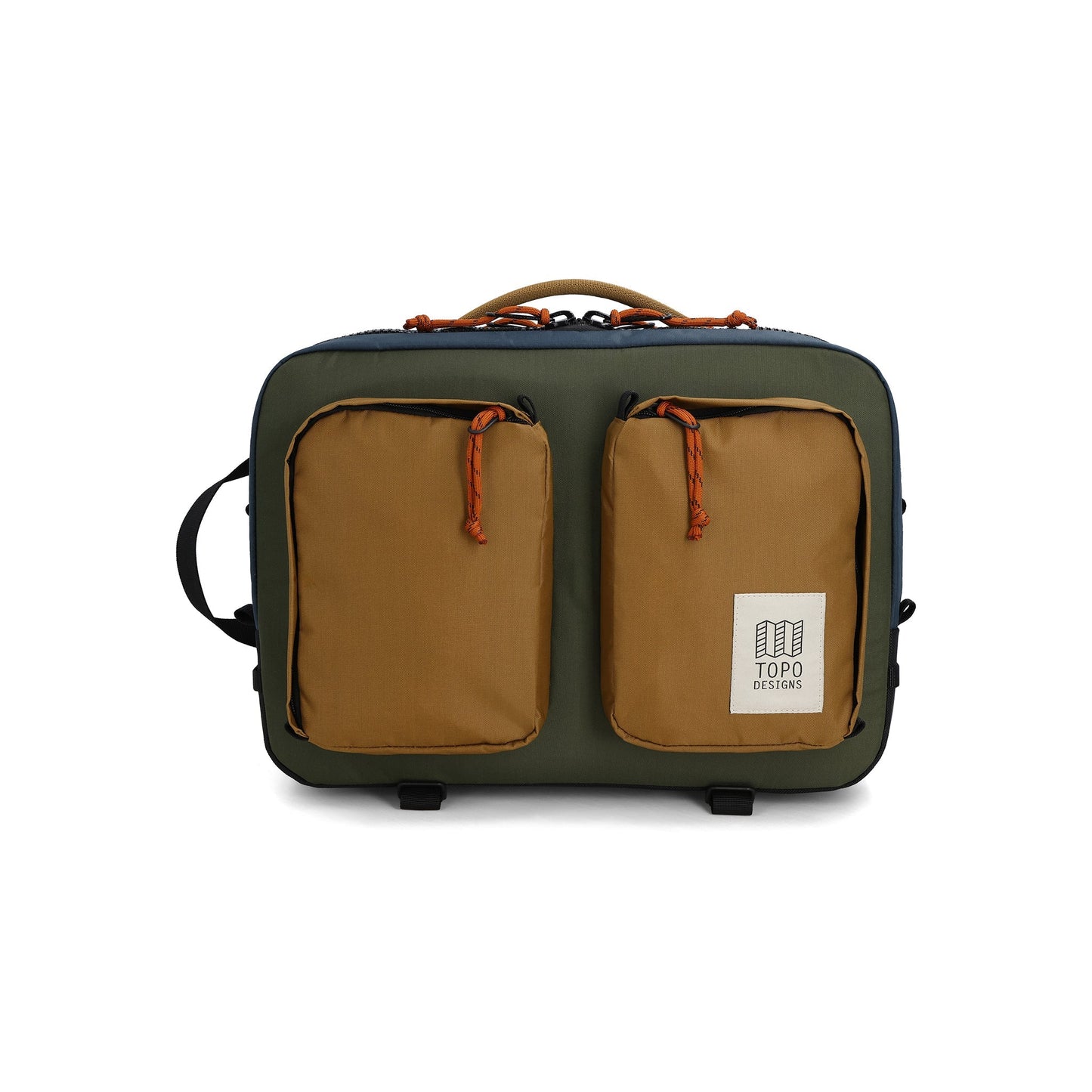 Front View of Topo Designs Global Briefcase in "Olive / Dark Khaki"