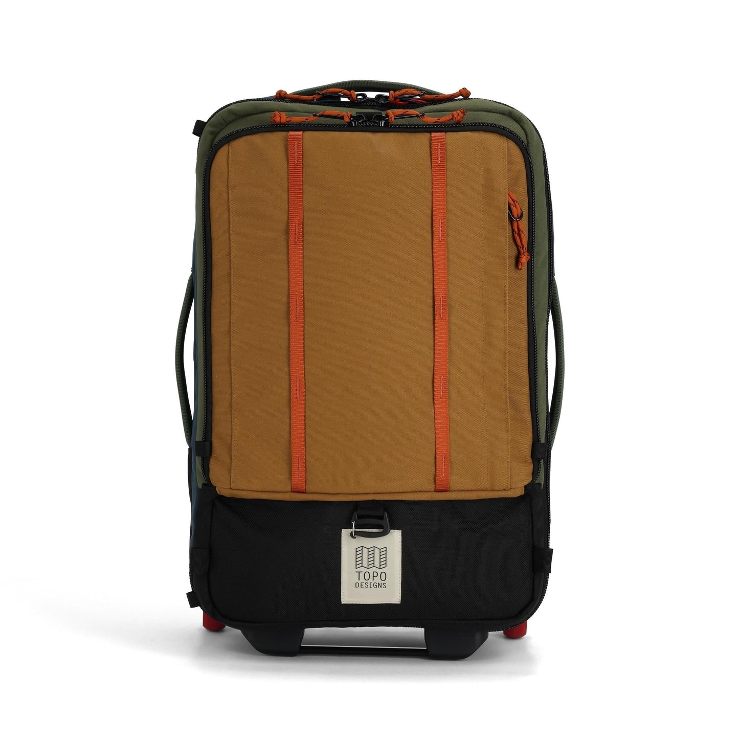 Front View of Topo Designs Global Travel Bag Roller in "Olive / Dark Khaki"
