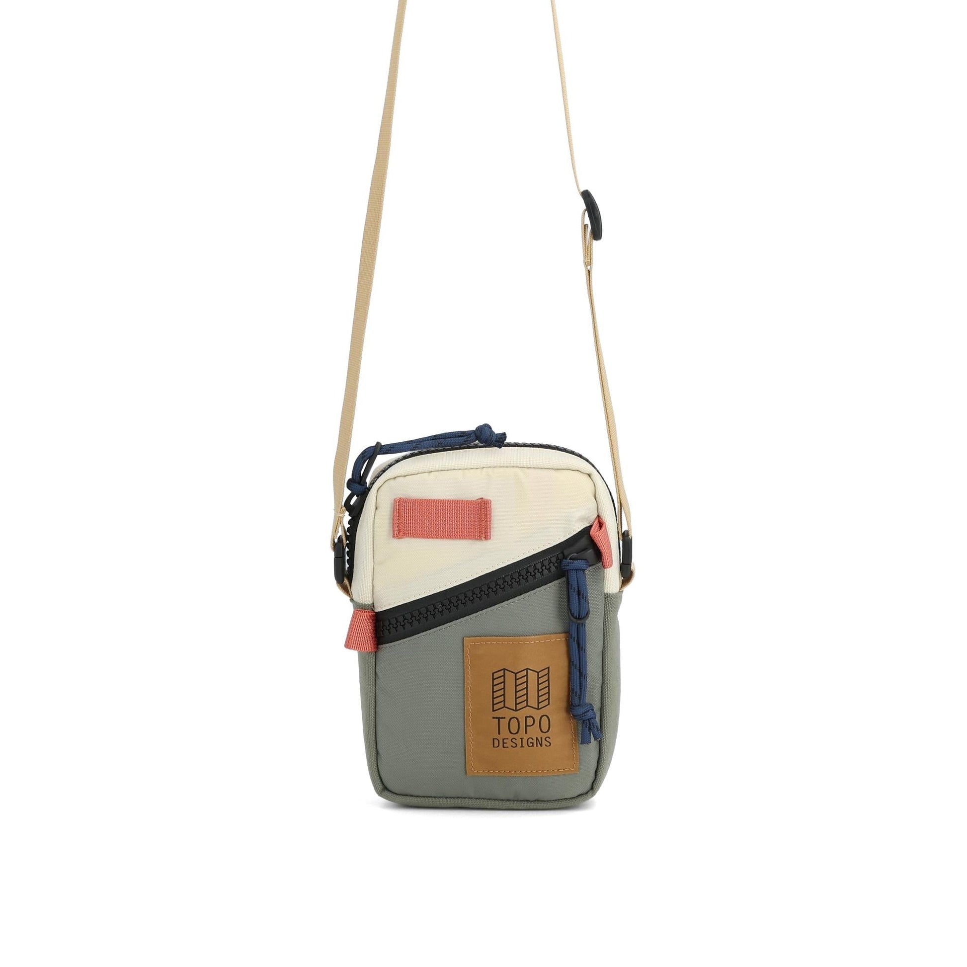Front View of Topo Designs Mini Shoulder Bag in "Bone White / Beetle"