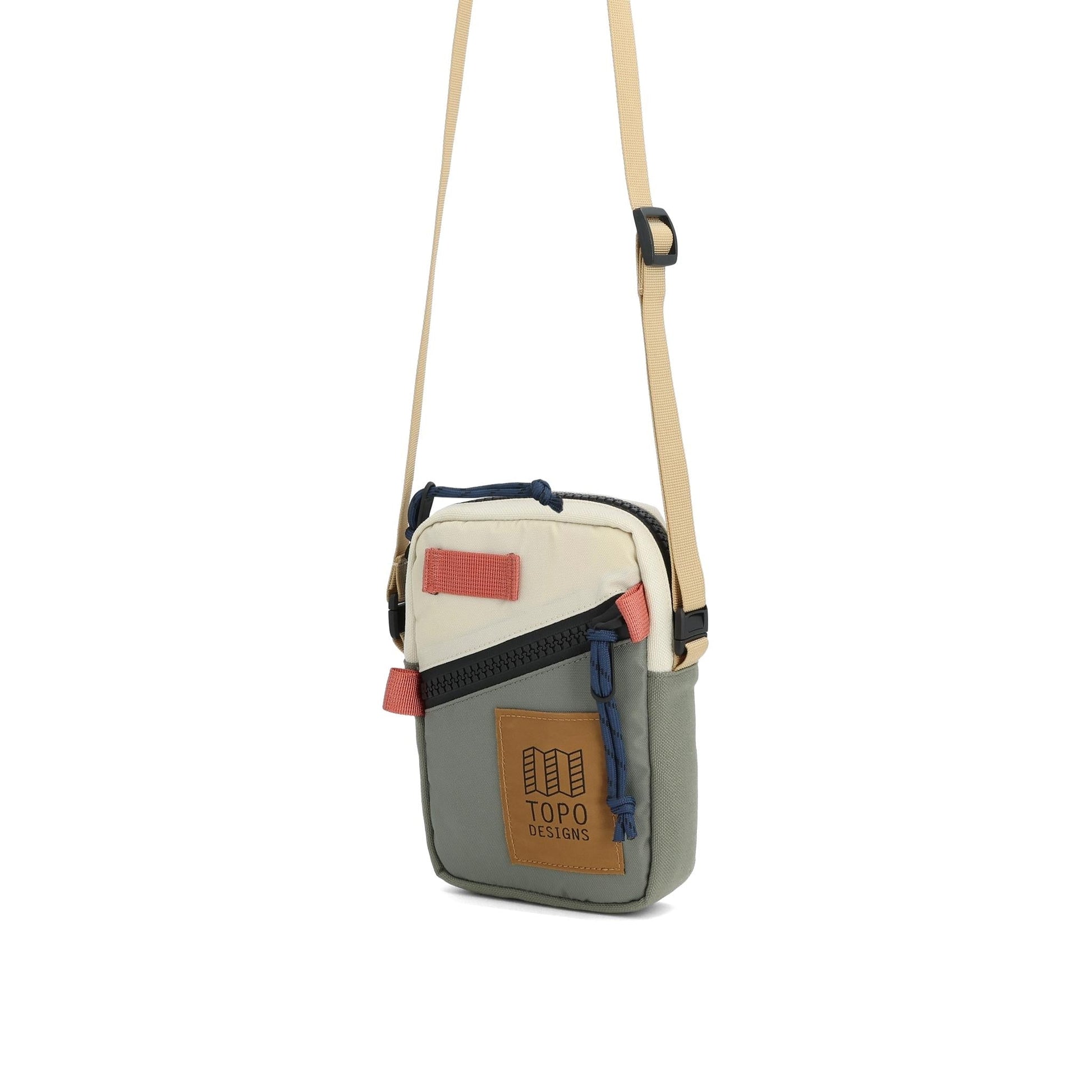 Front View of Topo Designs Mini Shoulder Bag in "Bone White / Beetle"