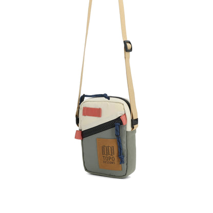 Front View of Topo Designs Mini Shoulder Bag in "Bone White / Beetle"