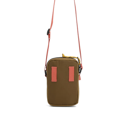 Back View of Topo Designs Mini Shoulder Bag in "Desert Palm / Riptide"