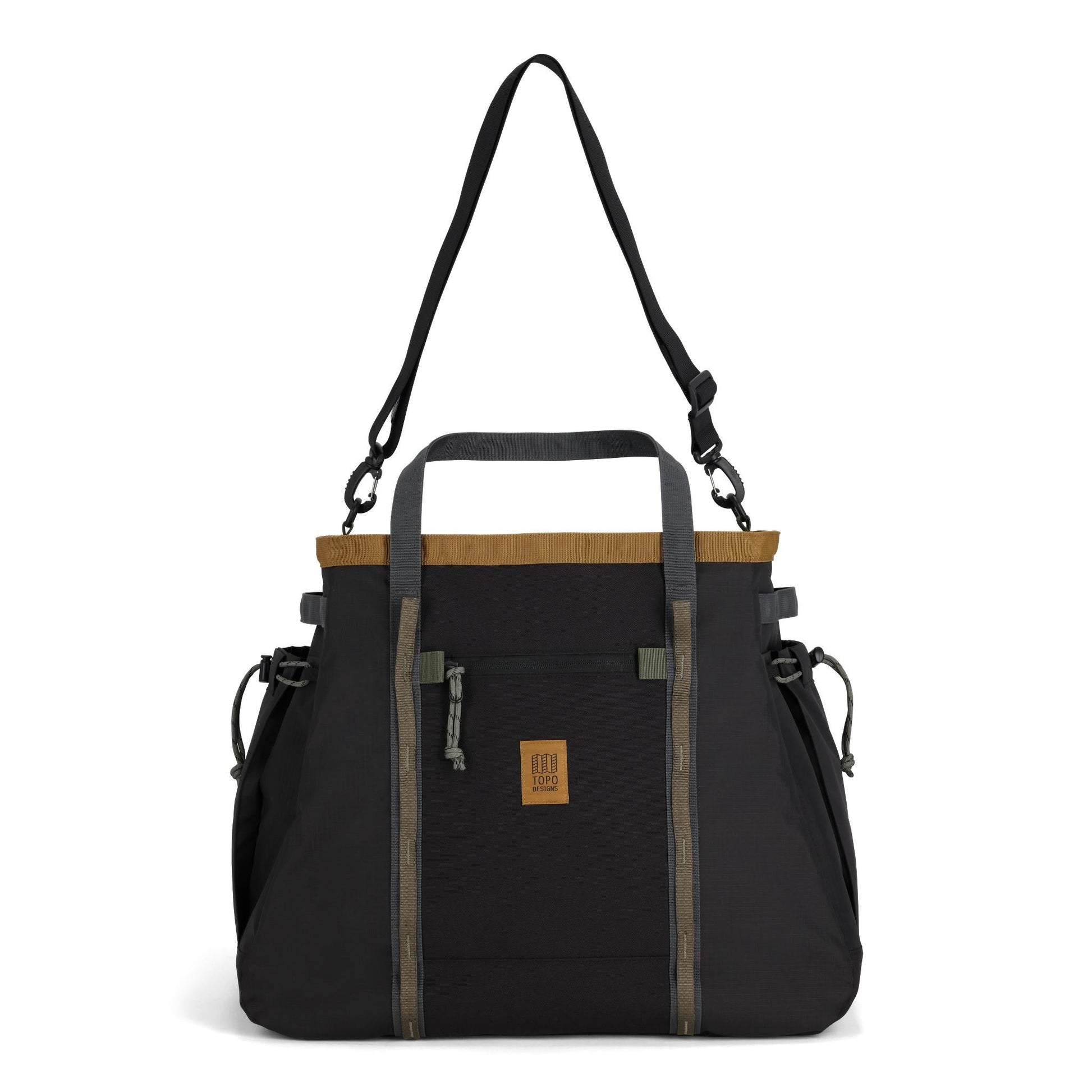 Front View of Topo Designs Mountain Gear Bag in "Black / Neutral"