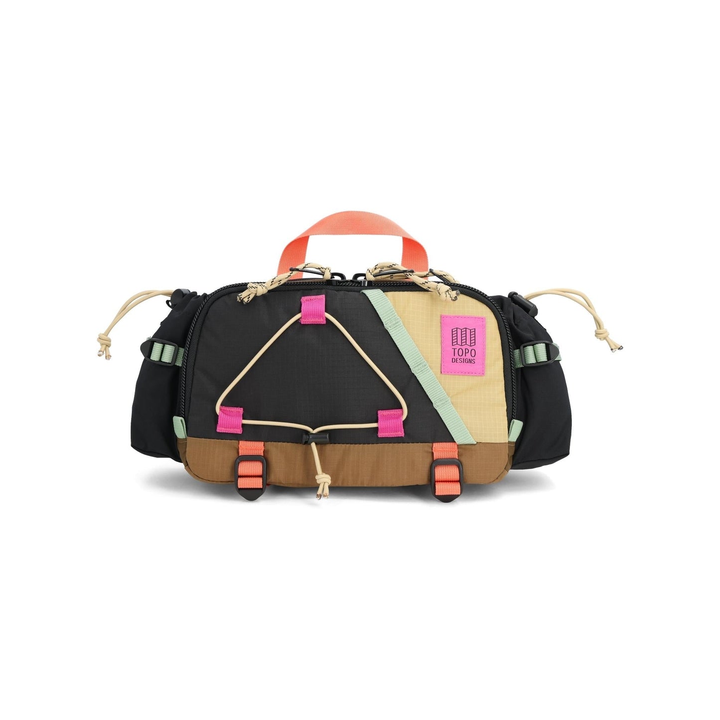 Front View of Topo Designs Mountain Hydro Hip Pack in "Desert Palm / Sahara"