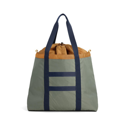 Back View of Topo Designs Mountain Utility Tote in "Bone White / Beetle"