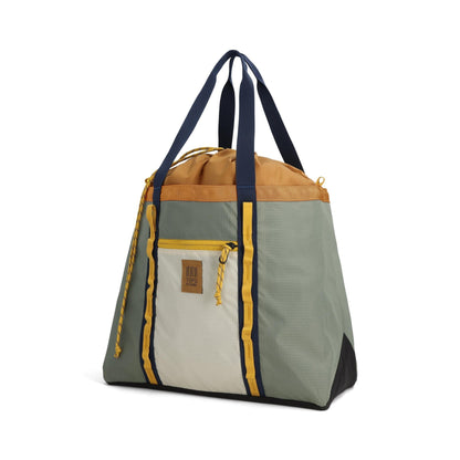 Front View of Topo Designs Mountain Utility Tote in "Bone White / Beetle"
