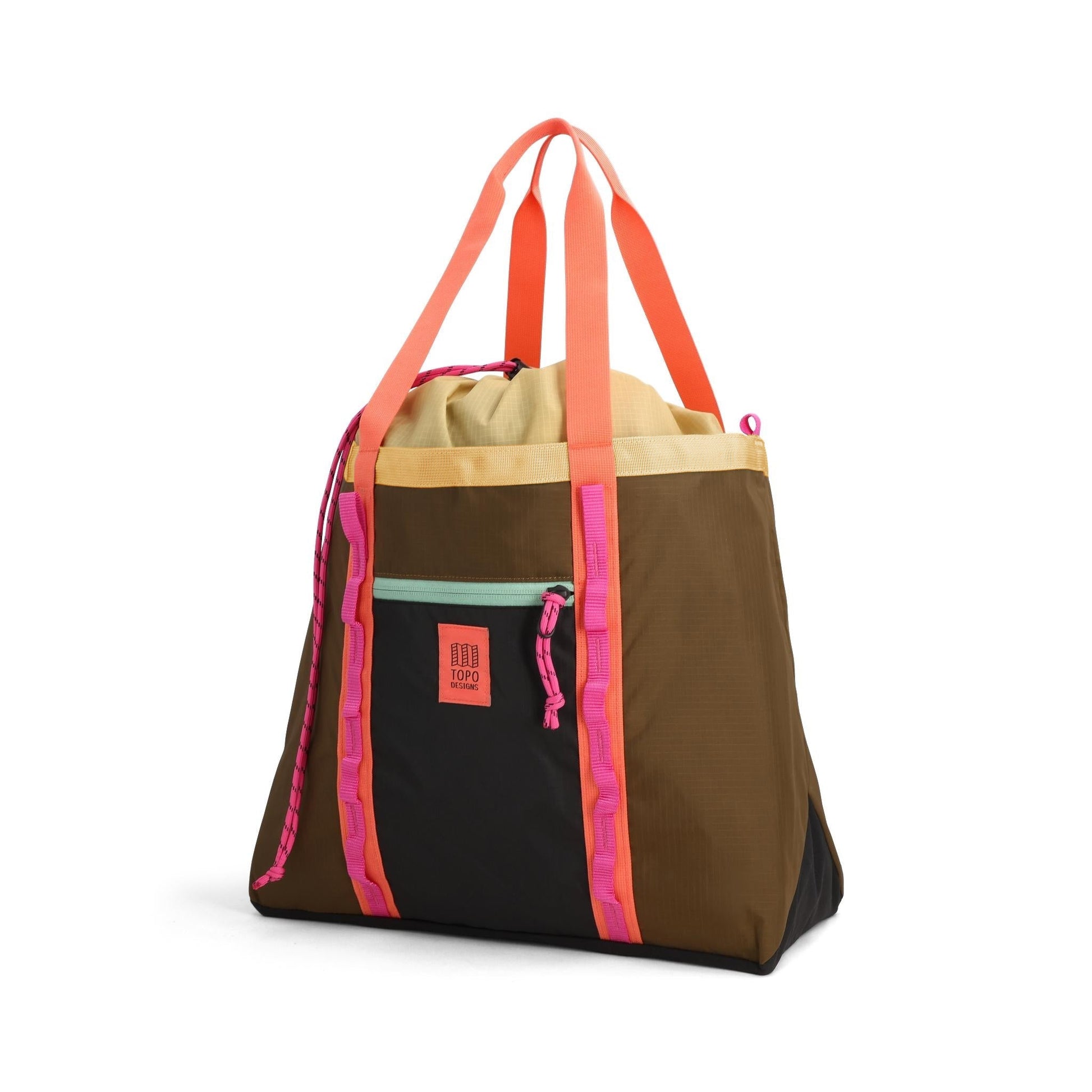 Front View of Topo Designs Mountain Utility Tote in "Desert Palm / Sahara"