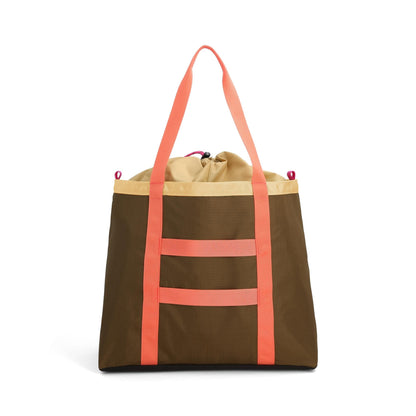 Back View of Topo Designs Mountain Utility Tote in "Desert Palm / Sahara"