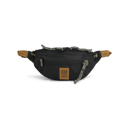 Front View of Topo Designs Mountain Waist Pack in "Black / Neutral"