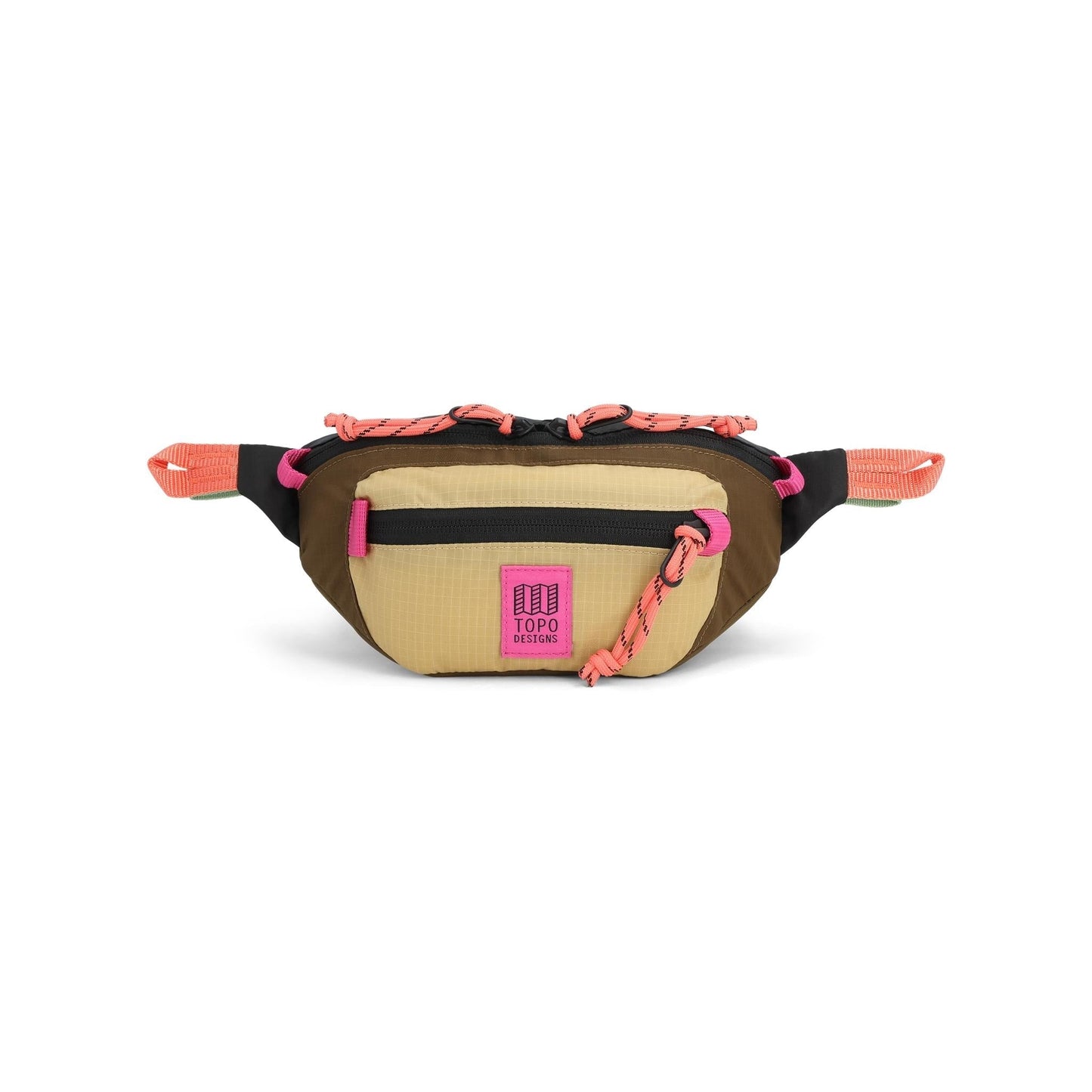 Front View of Topo Designs Mountain Waist Pack in "Desert Palm / Sahara"