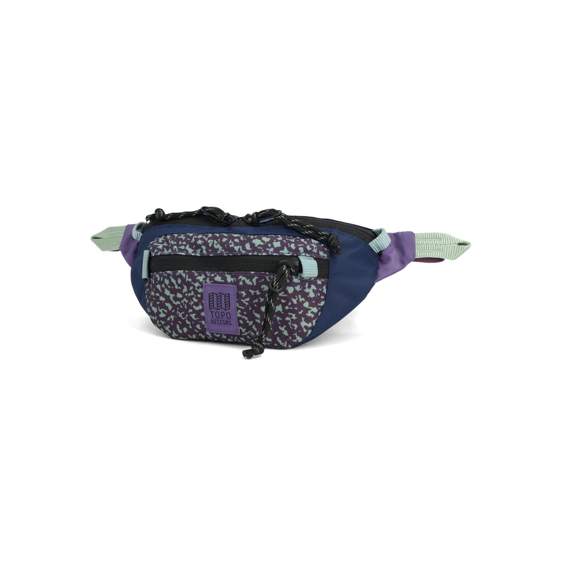Front View of Topo Designs Mountain Waist Pack in "Loganberry / Crackle"