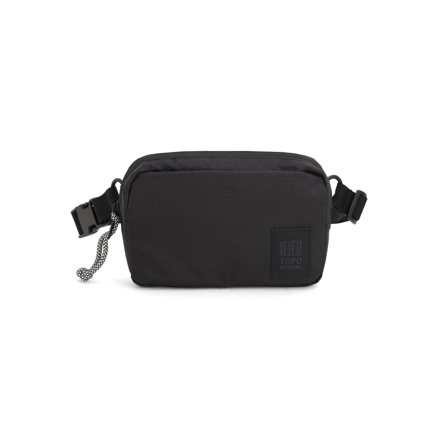 Front View of Topo Designs Ripstop Belt Bag in "Black"