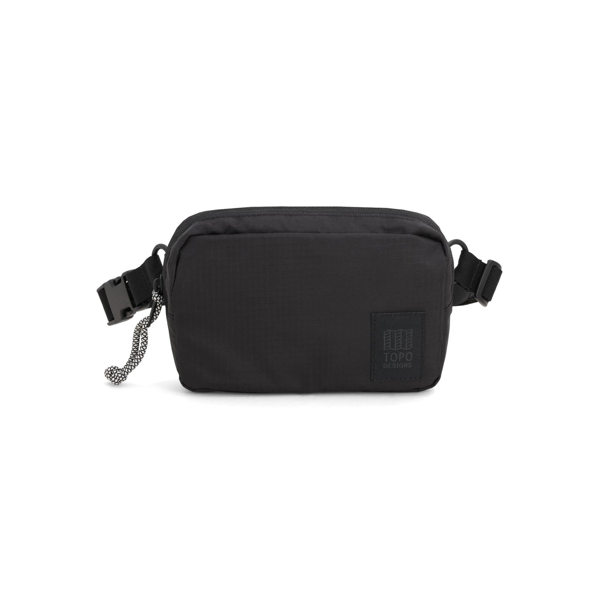 Front View of Topo Designs Ripstop Belt Bag in "Black"