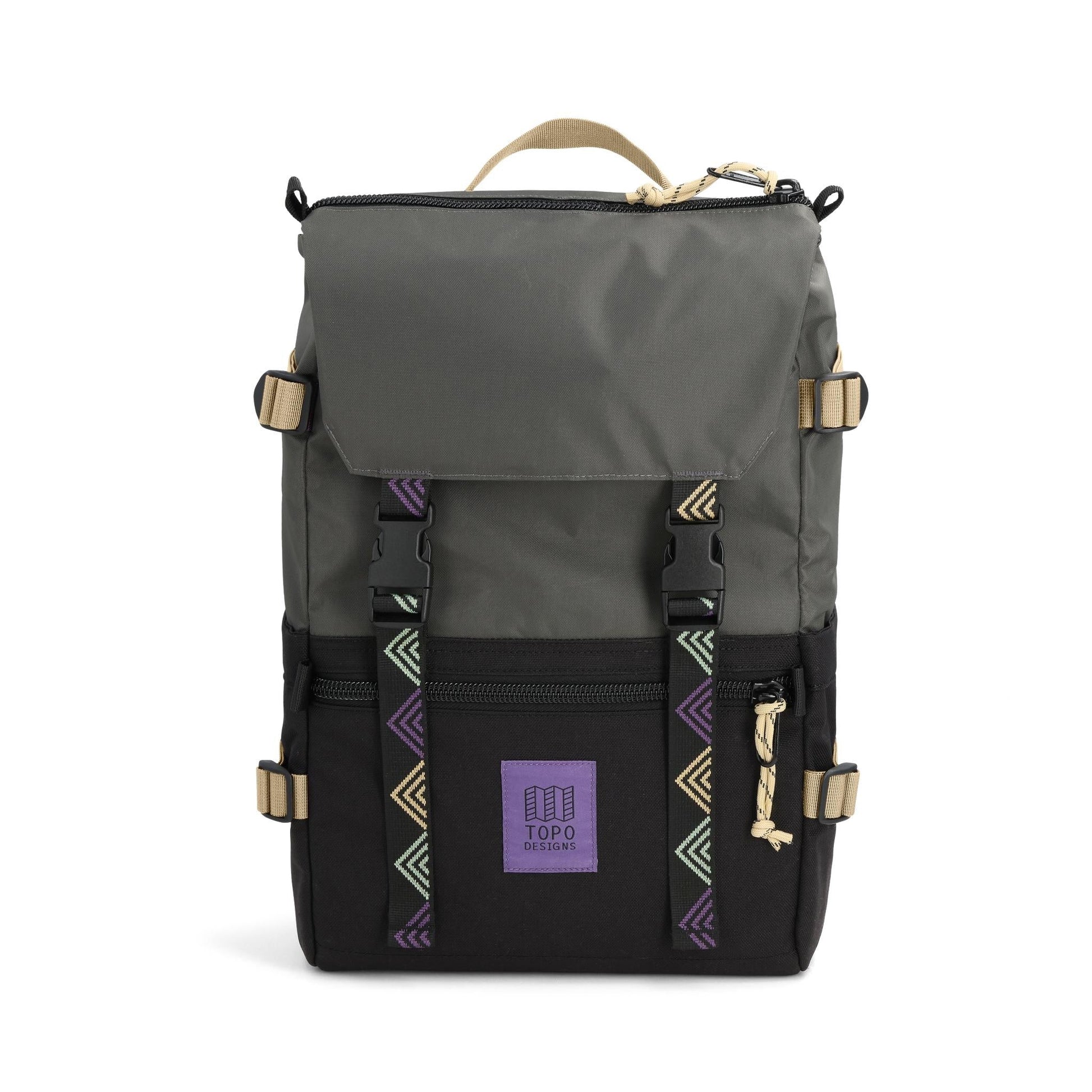 Front View of Topo Designs Rover Pack Classic in "Asphalt / Black"