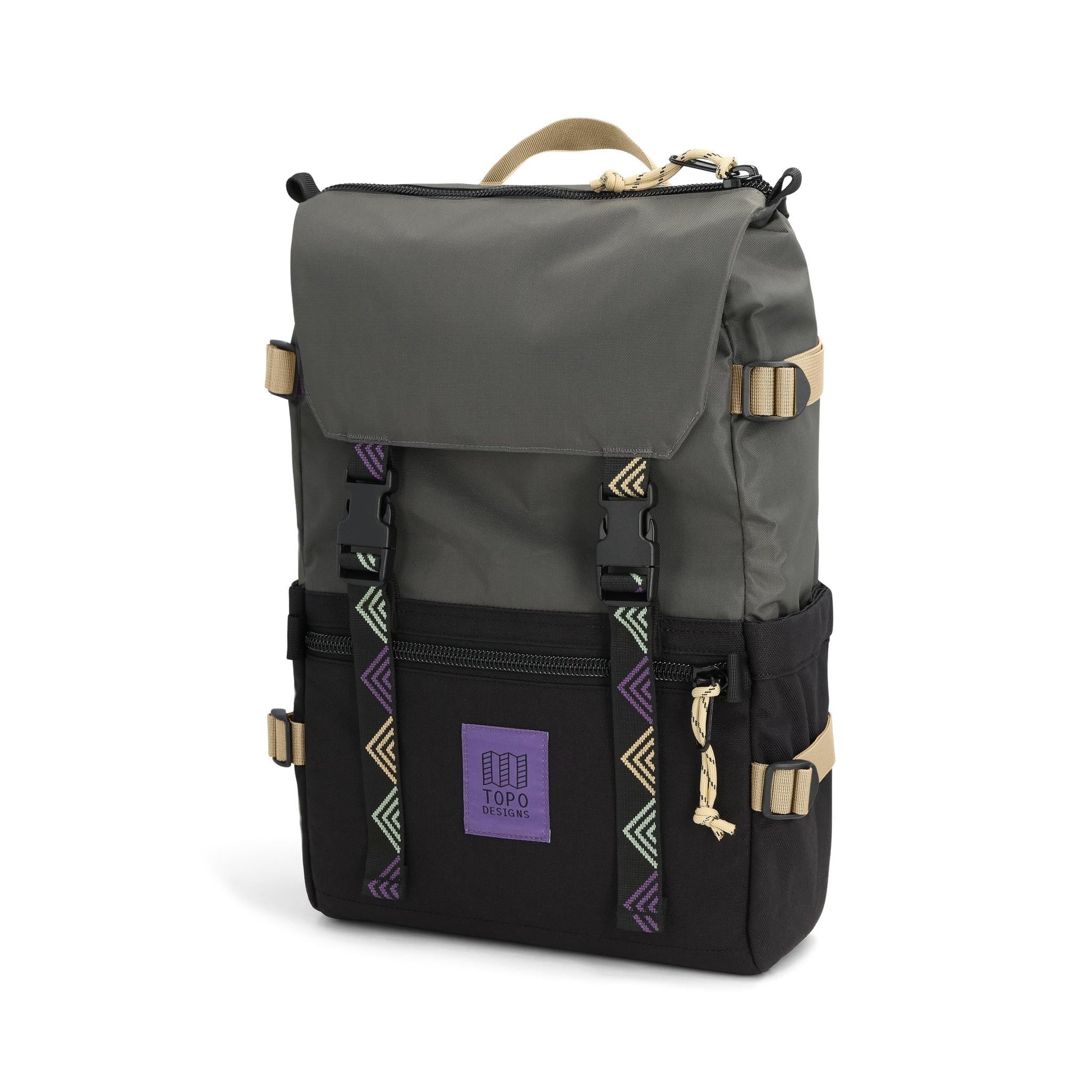 Front View of Topo Designs Rover Pack Classic in "Asphalt / Black"