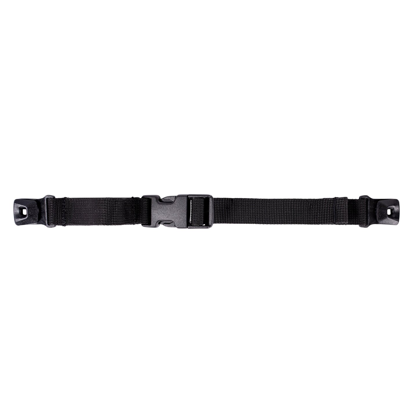 Topo Designs backpack sternum strap in black with clip attachments in "Black Clip" variant.
