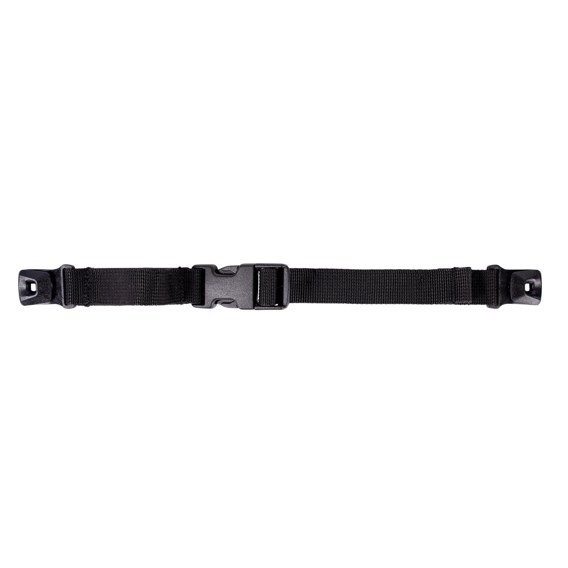 Topo Designs backpack sternum strap in black with clip attachments in "Black Clip" variant.